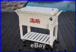 80-Qt Outdoor Wheeled Rolling Patio BBQ Tailgate Party 36-Hr Chest Cooler Cream