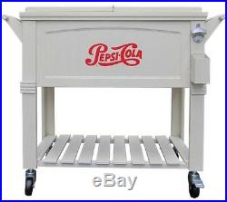 80-Qt Outdoor Wheeled Rolling Patio BBQ Tailgate Party 36-Hr Chest Cooler Cream