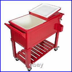 80 Qt. Patio Cooler Portable Rolling Cart Outdoor Home Party Ice Beer Chest New