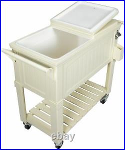 80 Qt. Patio Cooler Rolling Portable Outdoor Party Beer Drink Ice Chest Cart New