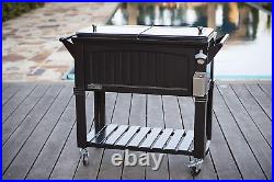 80-Qt Patio Cooler for outside Outdoor Beverage Cooler Bar Cart, PS-A203 F1-BK