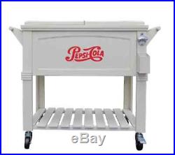 80 Qt. Pepsi Antique Party Patio Rolling Cooler / Ice Chest Outdoor Brand New