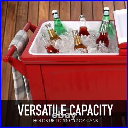 80 Qt. Red Antique Furniture Style Rolling Patio Cooler