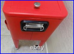 80 Qt Red Outdoor Patio Cooler Roller Cart Ice Beer/beverage Portable Chest