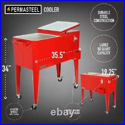 80 Qt. Red Rolling Patio Cooler