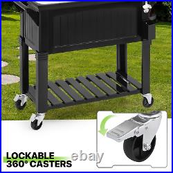 80 Qt Rolling Cooler Cart Outdoor Party Beverage Storage Cart Camping Ice Chest