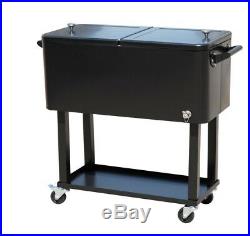 80 Qt Rolling Ice Chest Portable Patio Party Drink Cooler Cart Roller NEW