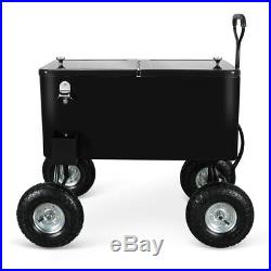 80 Qt Rolling Portable Backyard Party Wagon Cooler with 10' All Terrain Wheels