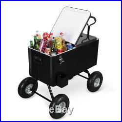 80 Qt Rolling Portable Backyard Party Wagon Cooler with 10' All Terrain Wheels