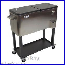80 Quart Igloo Ice Cooler Camping Chest Steel Stainless Patio Deck Home Party