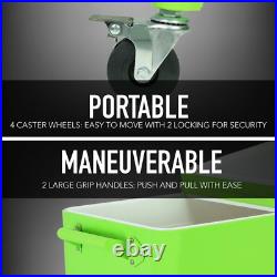 80 Quart Patio Rolling Cooler Heavy Duty Hardsided Powder-Coated Steel Lime
