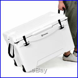 80 Quart Portable Ice Chest Cooler Outdoor Activity 2 Wheels White