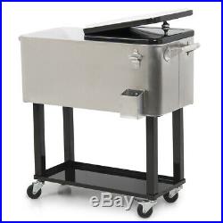 80 Quart Portable Rolling Ice Chest Cooler Party BBQ Soda Beverage Outdoor Stand