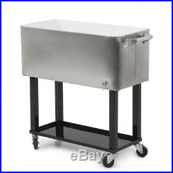 80 Quart Portable Rolling Ice Chest Cooler Party BBQ Soda Beverage Outdoor Stand