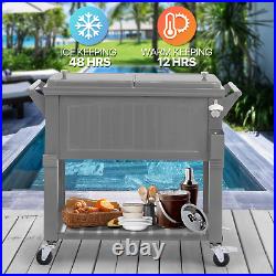 80 Quart Rolling Cooler Cart Camping Beverage Beer Cart Outdoor Party Ice Chest