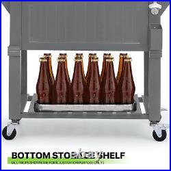 80 Quart Rolling Cooler Cart Camping Beverage Beer Cart Outdoor Party Ice Chest