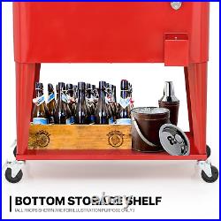 80 Quart Rolling Cooler Cart Ice Beer Chest Picnic Camping Beverage Cart withShelf