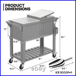 80 Quart Rolling Cooler Cart Outdoor Party Ice Chest Camping Beverage Beer Cart