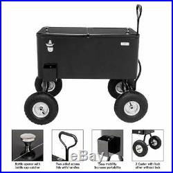 80-Quart Rolling Ice Chest Portable Cooler Black Wagon 10 All-Terrain Wheels