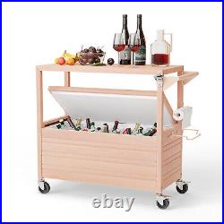 80 Quart Rolling Ice Chest on Wheels, with Bottle Opener, Water Pipe, Table