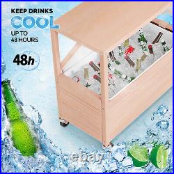 80 Quart Rolling Ice Chest on Wheels, with Bottle Opener, Water Pipe, Table