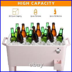 80 Quart Rolling Ice Chest on Wheels, with Shelf, Bottle Opener for Party Camping