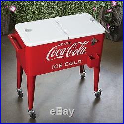 80-Quart Rolling Retro Coca-Cola Cooler