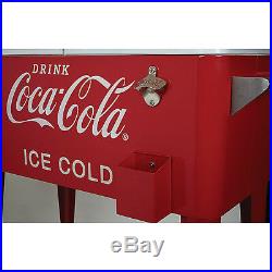 80-Quart Rolling Retro Coca-Cola Food Beverage Cooler Ice Chest Bottle Opener