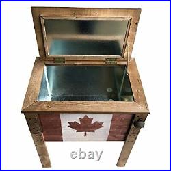 914909-C Patio Cooler, Brown and Desaturated Red 57 Quart Canadian Flag