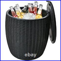 9.5 Gallon 4-in-1 Patio Rattan Cool Bar Cocktail Table Side XH