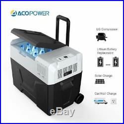 ACOPower 42 Quart 64 Can Portable Solar Powered Fridge or Freezer Cooler, Black