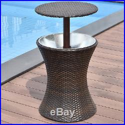 Adjustable Outdoor Patio Rattan Ice Cooler Cool Bar Table Party Deck Pool New