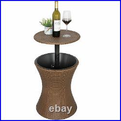 Adjustable Rattan Ice Cooler Drink Cooler Party Cool Bar Table Pool Wine Garden