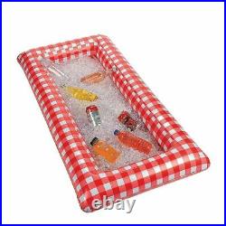 Adults Beer Table Ice Bucket Float Summer Mattress Plaid Inflatable Salad Tray