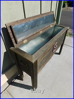 Americana 80 CANS Wood Cooler Beverage Cart Ice Chest Patio Porch Station Party