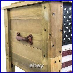 Americana USA Flag 57 Quart Party Cooler Wooden Outdoor Drink Ice Chest Rustic