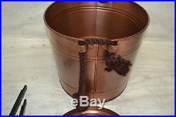 Antique Copper Beverage Tub with Tray on Stand