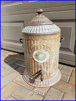 Antique Victorian Decorative Metal Water Cooler Shabby Chic Decor Collectible