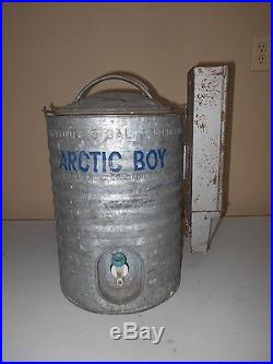 Arctic Boy Vintage Water Cooler With Rare Hard To Find Cup Holder Attached