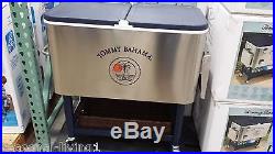 Authentic Tommy Bahama Stainless Steel Rolling Party Ice Beverage Cooler