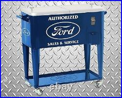 Authorized Ford Sales & Service Rolling Beverage Cooler BBQ Party Ice Bucket