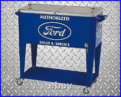Authorized Ford Sales & Service Rolling Beverage Cooler BBQ Party Ice Bucket