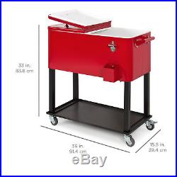 BCP 80-Quart Rolling Cooler Cart Red