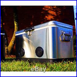 BREKX 54QT Stainless Steel Party Cooler with Bluetooth Speakers