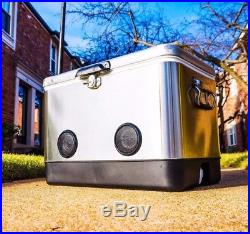 BREKX 54QT Stainless Steel Party Cooler with High-Powered Bluetooth Speakers