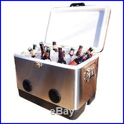 BREKX 54QT Stainless Steel Party Cooler with High-Powered Bluetooth Speakers