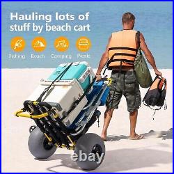 Beach Fishing Cart, Beach Wagon Trolley with 12' Big Balloon Wheels for Sand
