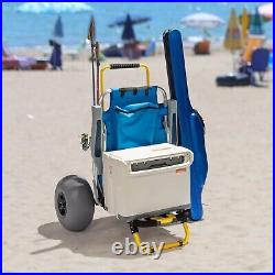 Beach Fishing Cart, Beach Wagon Trolley with 12' Big Balloon Wheels for Sand