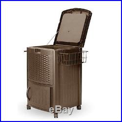 Beverage Cooler Cart Party Portable Deck Patio Ice Rolling Dry On Wheels Wicker
