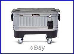 Beverage Cooler With Wheels Ice Chest Party Outdoor Igloo Deck Rolling with Light